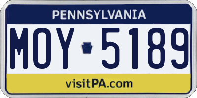 PA license plate MOY5189