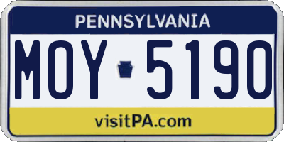 PA license plate MOY5190