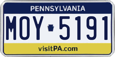PA license plate MOY5191