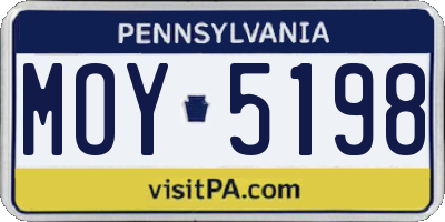 PA license plate MOY5198