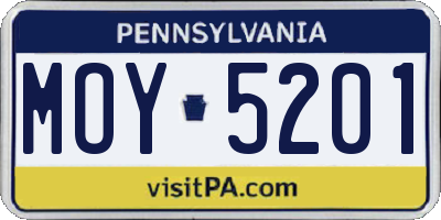 PA license plate MOY5201