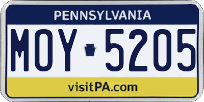 PA license plate MOY5205