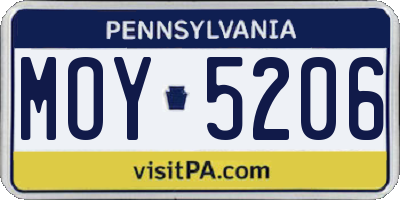 PA license plate MOY5206