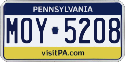 PA license plate MOY5208