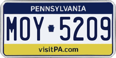 PA license plate MOY5209