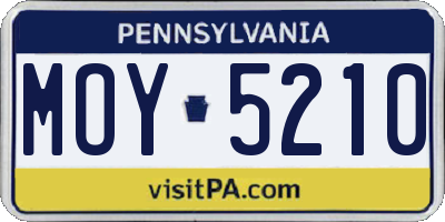 PA license plate MOY5210