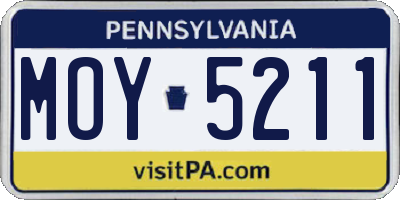 PA license plate MOY5211