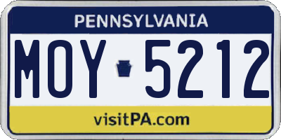 PA license plate MOY5212