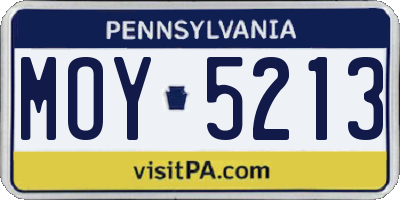 PA license plate MOY5213