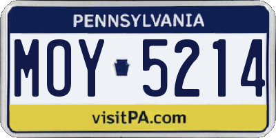PA license plate MOY5214