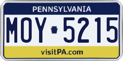 PA license plate MOY5215