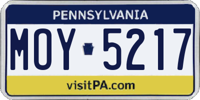 PA license plate MOY5217