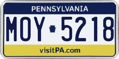 PA license plate MOY5218