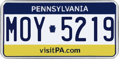 PA license plate MOY5219