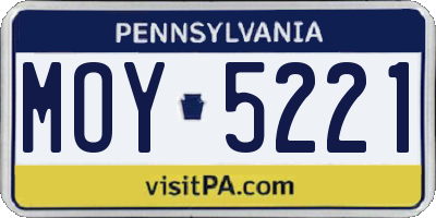 PA license plate MOY5221