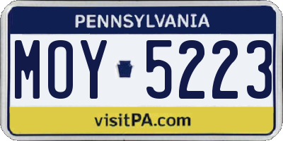PA license plate MOY5223