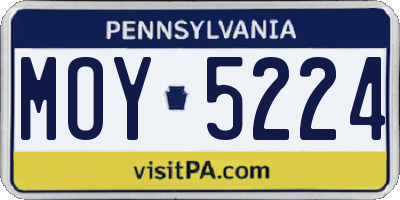 PA license plate MOY5224