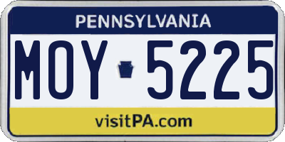 PA license plate MOY5225