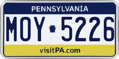 PA license plate MOY5226