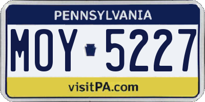 PA license plate MOY5227