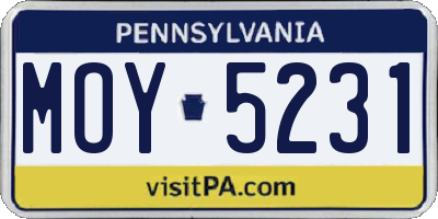 PA license plate MOY5231