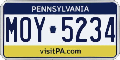 PA license plate MOY5234