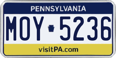 PA license plate MOY5236