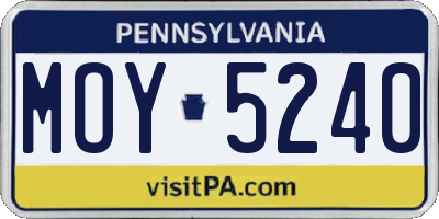 PA license plate MOY5240