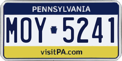 PA license plate MOY5241
