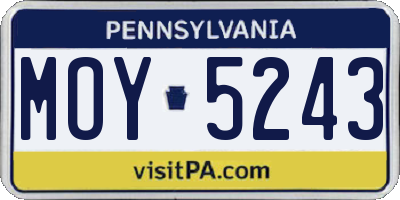PA license plate MOY5243