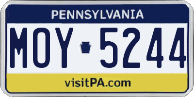 PA license plate MOY5244