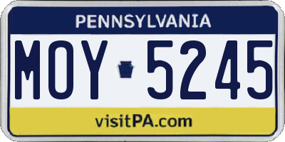 PA license plate MOY5245