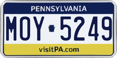 PA license plate MOY5249