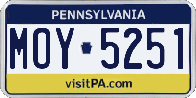 PA license plate MOY5251