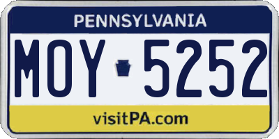 PA license plate MOY5252