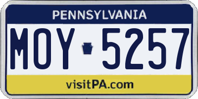 PA license plate MOY5257