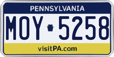 PA license plate MOY5258