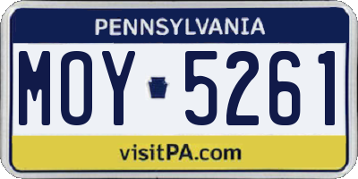 PA license plate MOY5261