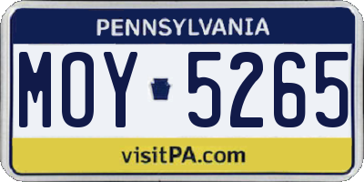 PA license plate MOY5265