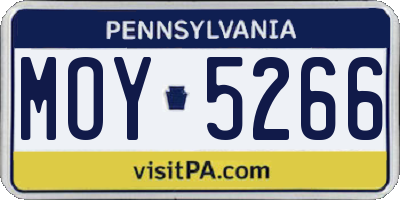 PA license plate MOY5266