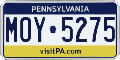 PA license plate MOY5275