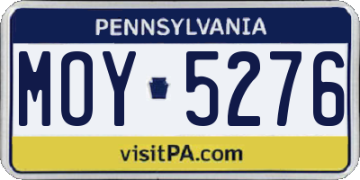 PA license plate MOY5276
