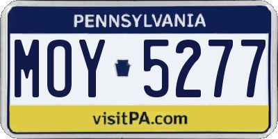PA license plate MOY5277