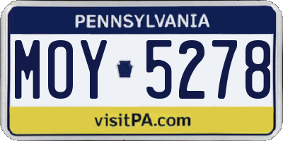 PA license plate MOY5278
