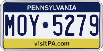PA license plate MOY5279
