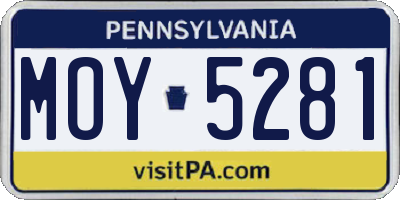 PA license plate MOY5281