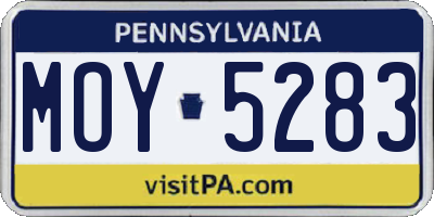 PA license plate MOY5283