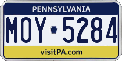PA license plate MOY5284