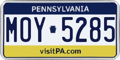 PA license plate MOY5285
