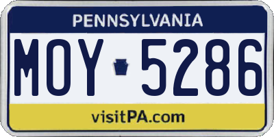 PA license plate MOY5286